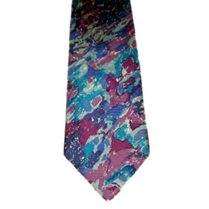 Purple & blue watercolor / paint swirls necktie NEW